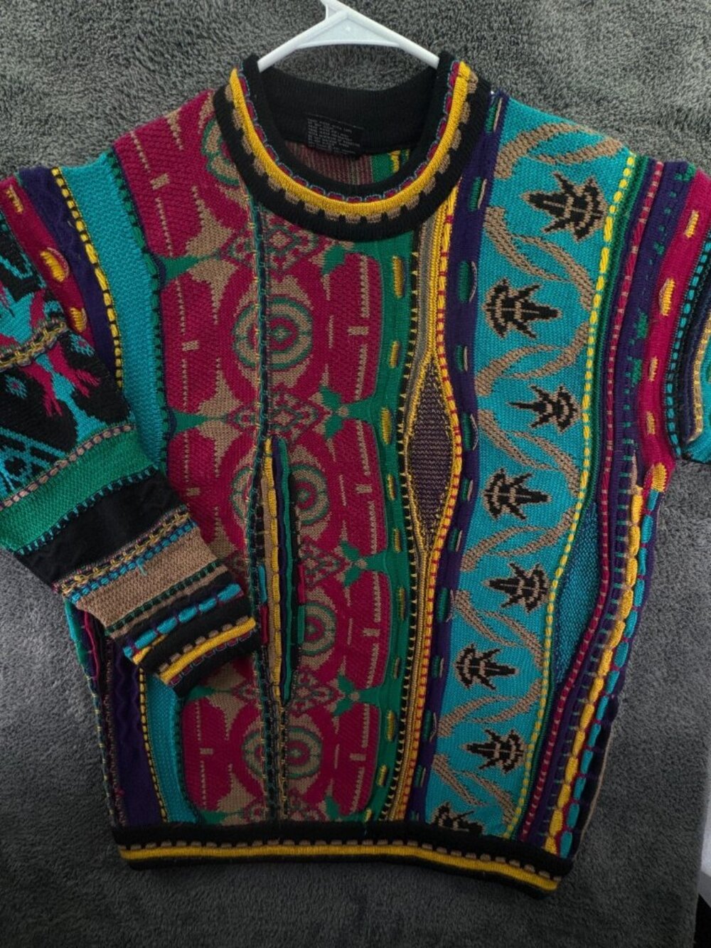 COOGI Pure New Wool Sweater Colorful Pullover Knit Soft XL Adult Crew Neck